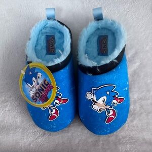 Sonic Kids Blue Plush Slip-On Slippers